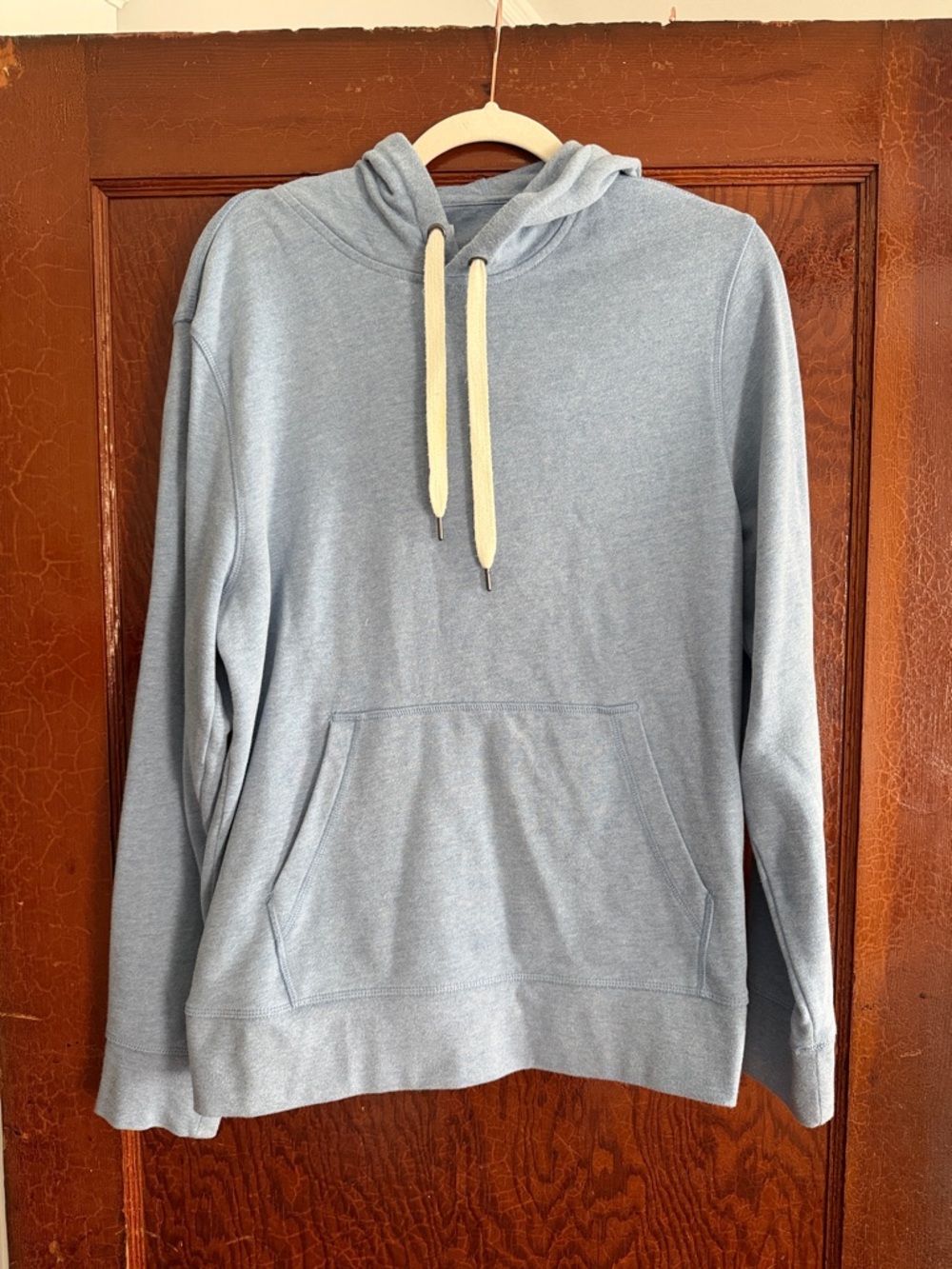 Amazon Essentials Light Blue Pullover Hoodie with Cream Drawstrings